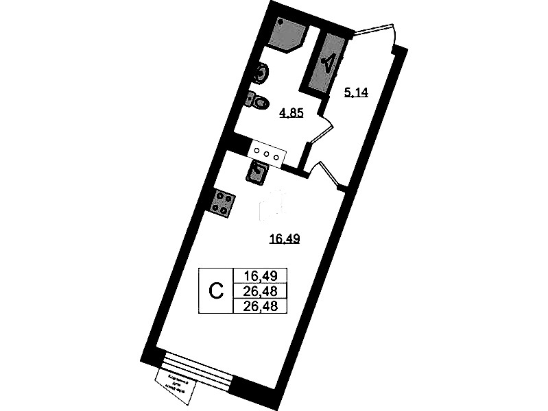Квартира студия 26.48 м², 3/11 эт., ЖК «VEREN NORT Сертолово»